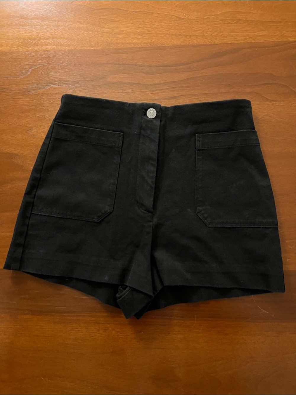 Wilfred Black High-Waist Front Patch Pocket Shorts